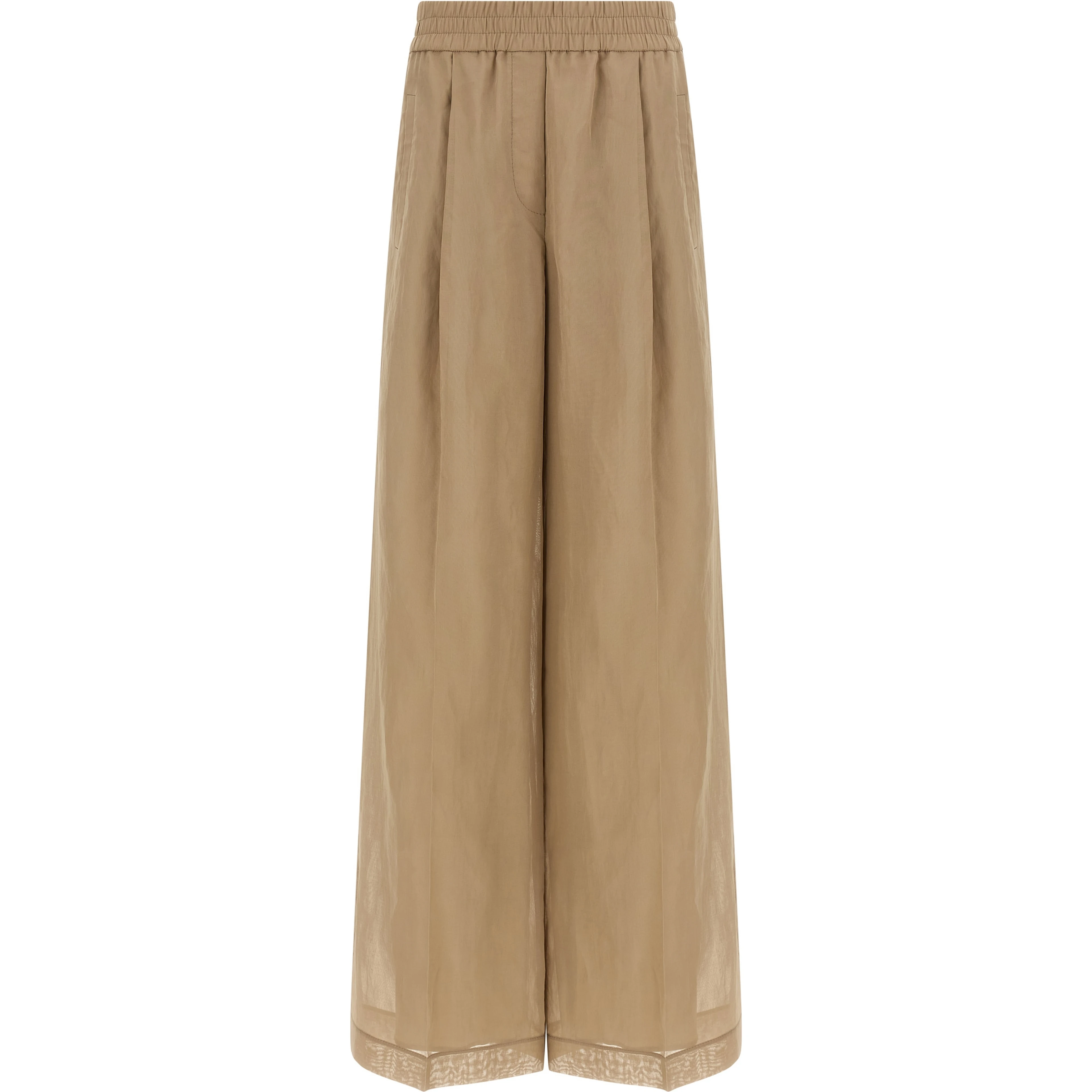 Beige Cotton Casual Pants