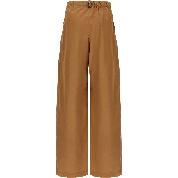 Brown Cotton Casual Pants