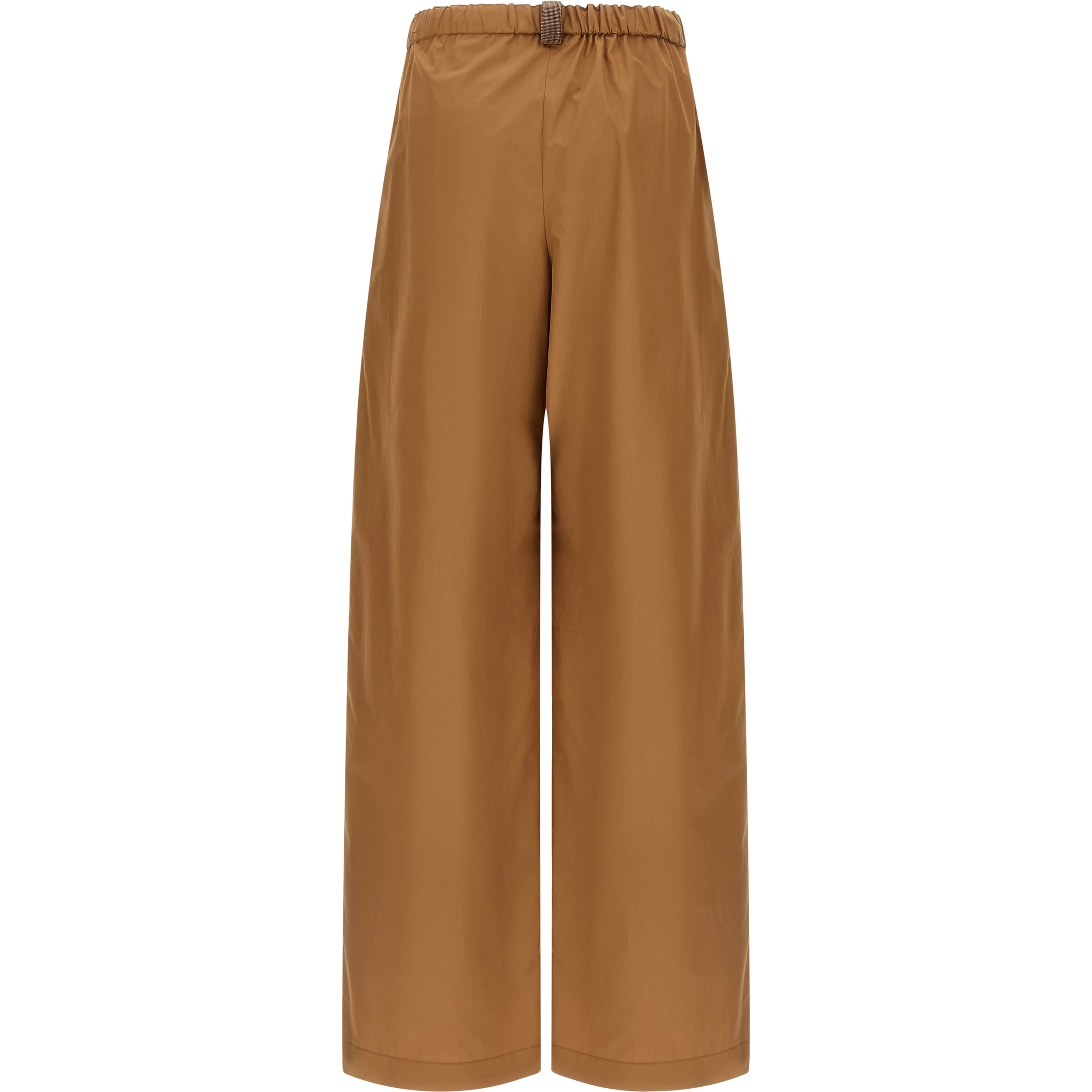Brown Cotton Casual Pants