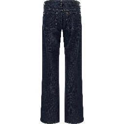 Blue Cotton Straight-Leg Jeans