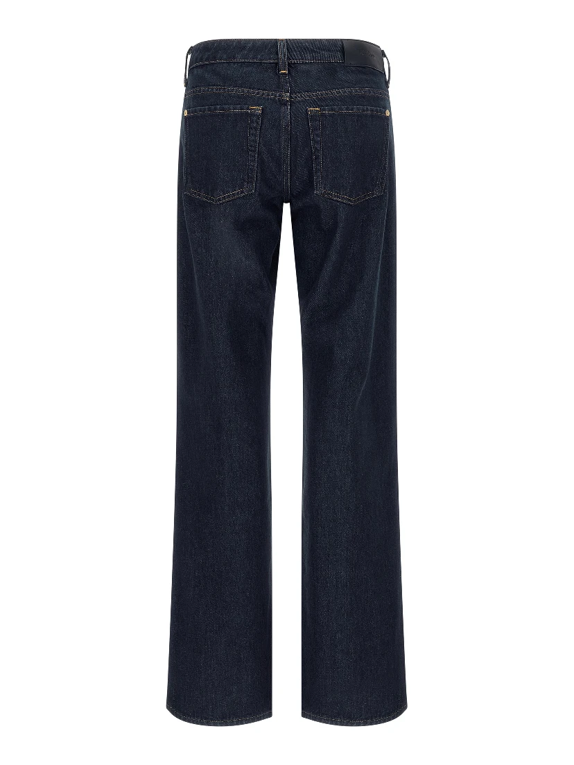 Blue Cotton Straight-Leg Jeans