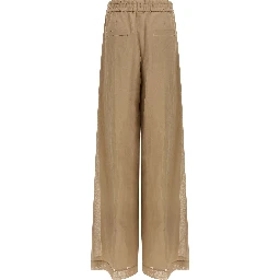Beige Cotton Casual Pants