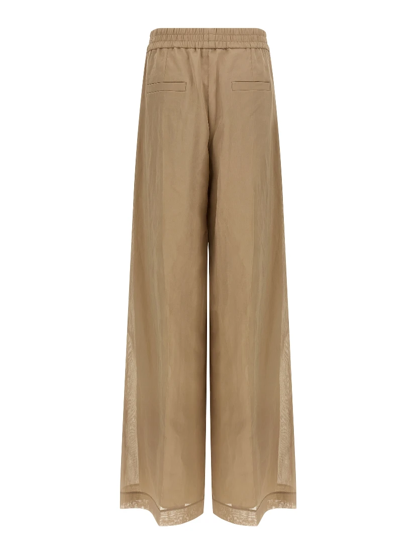 Beige Cotton Casual Pants