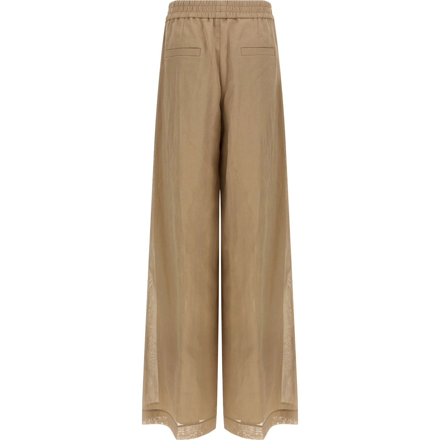 Beige Cotton Casual Pants