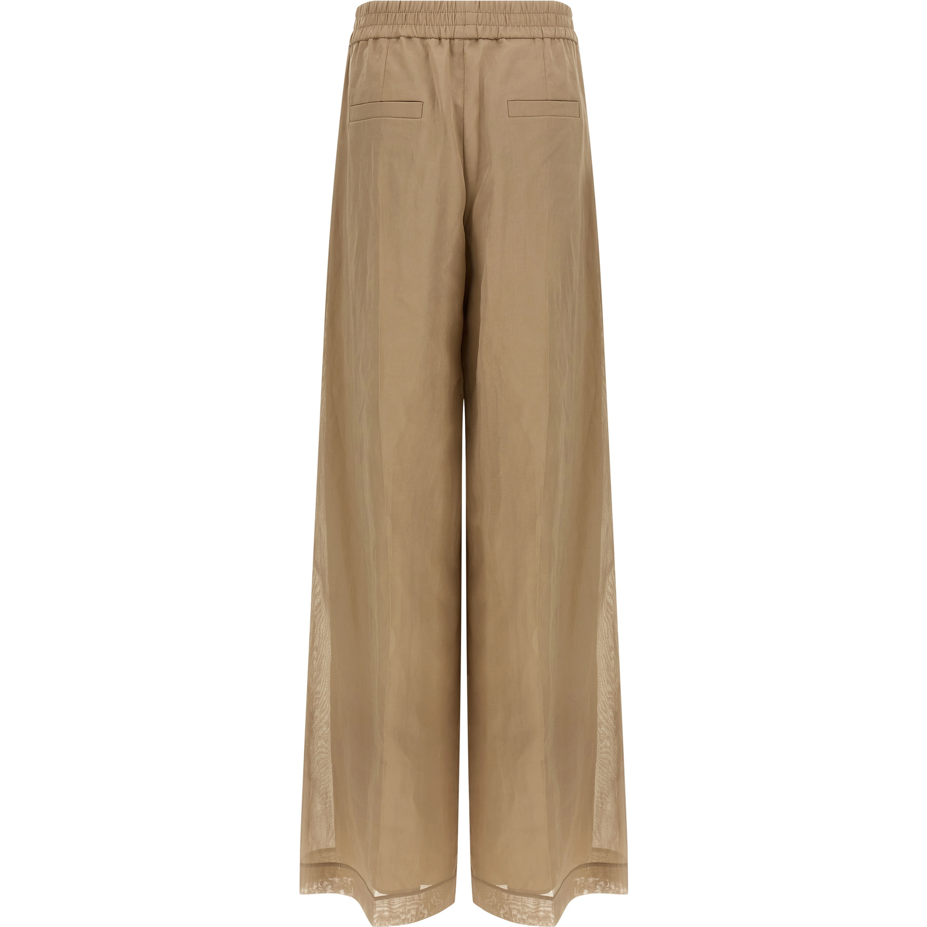 Beige Cotton Casual Pants