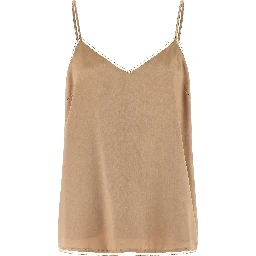 Beige Viscose Tank Tops