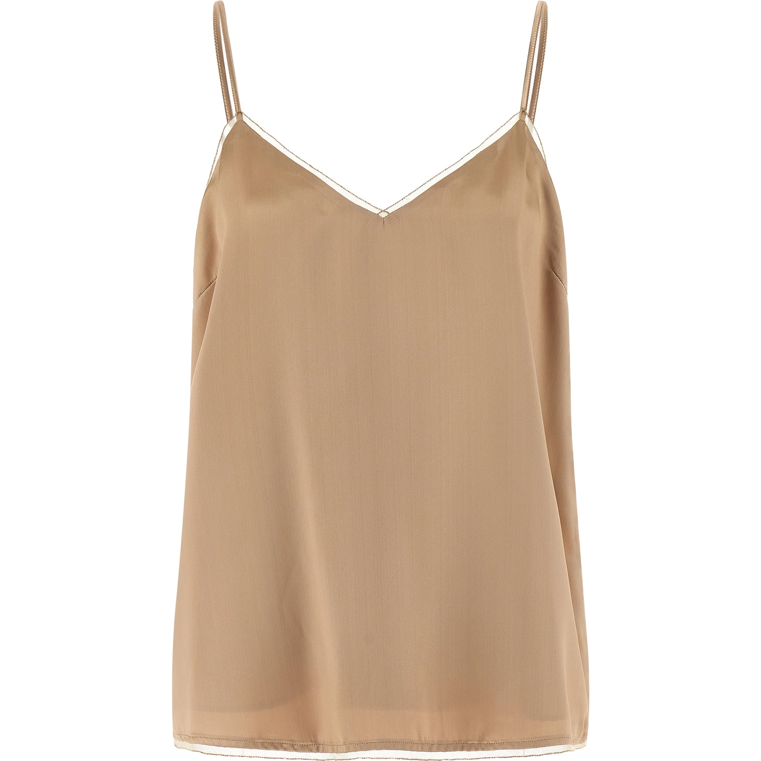 Beige Viscose Tank Tops