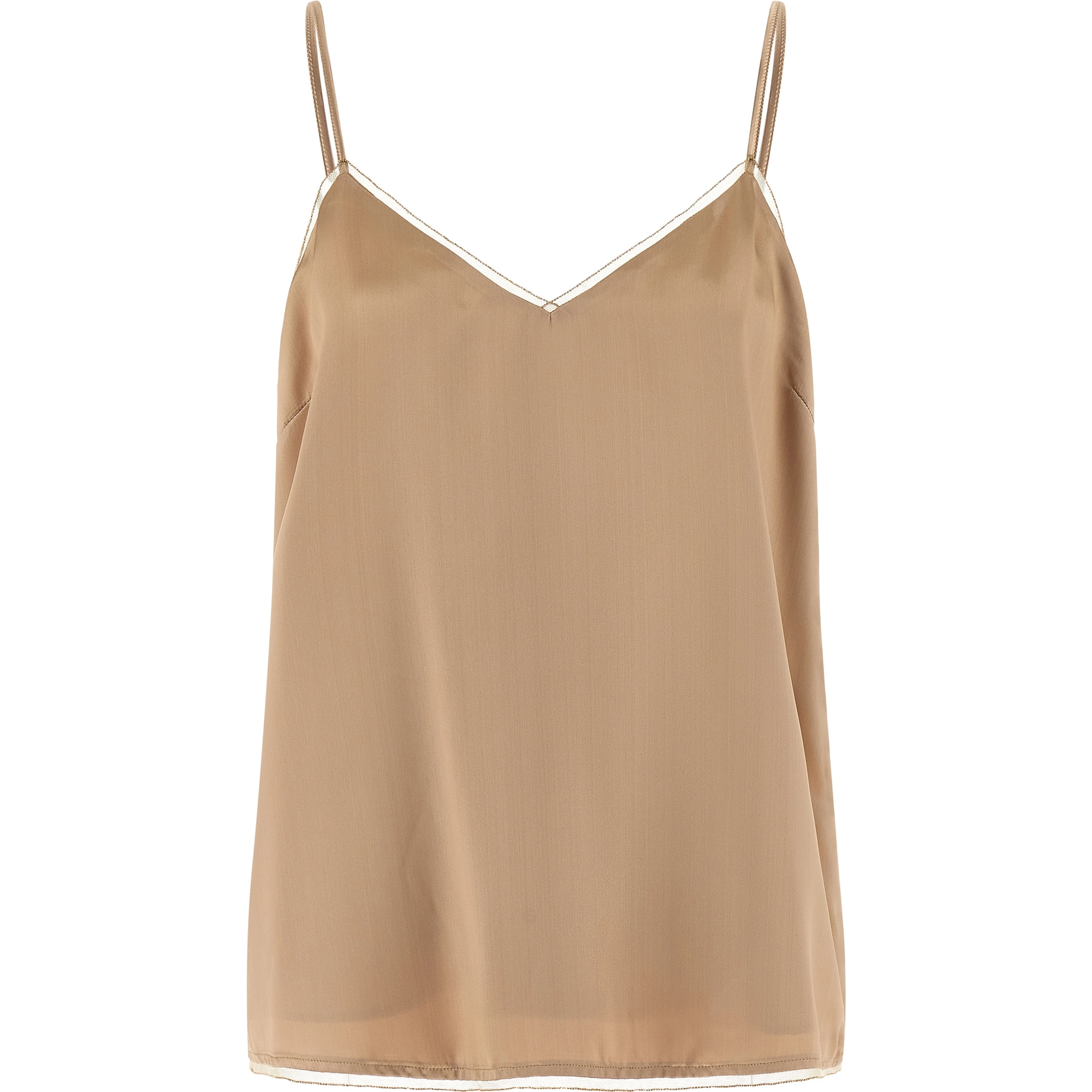 Beige Viscose Tank Tops