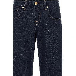 Blue Cotton Straight-Leg Jeans