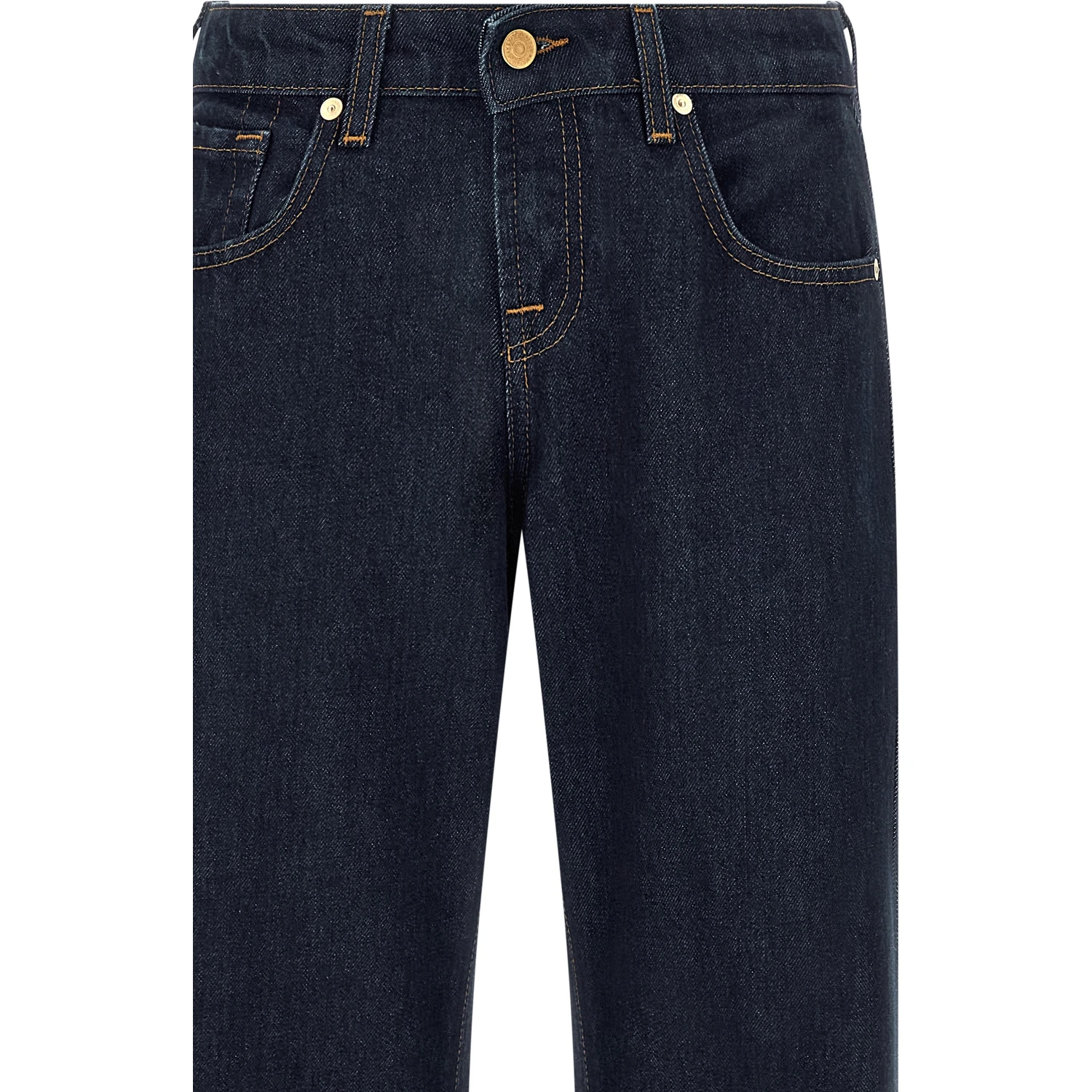 Blue Cotton Straight-Leg Jeans