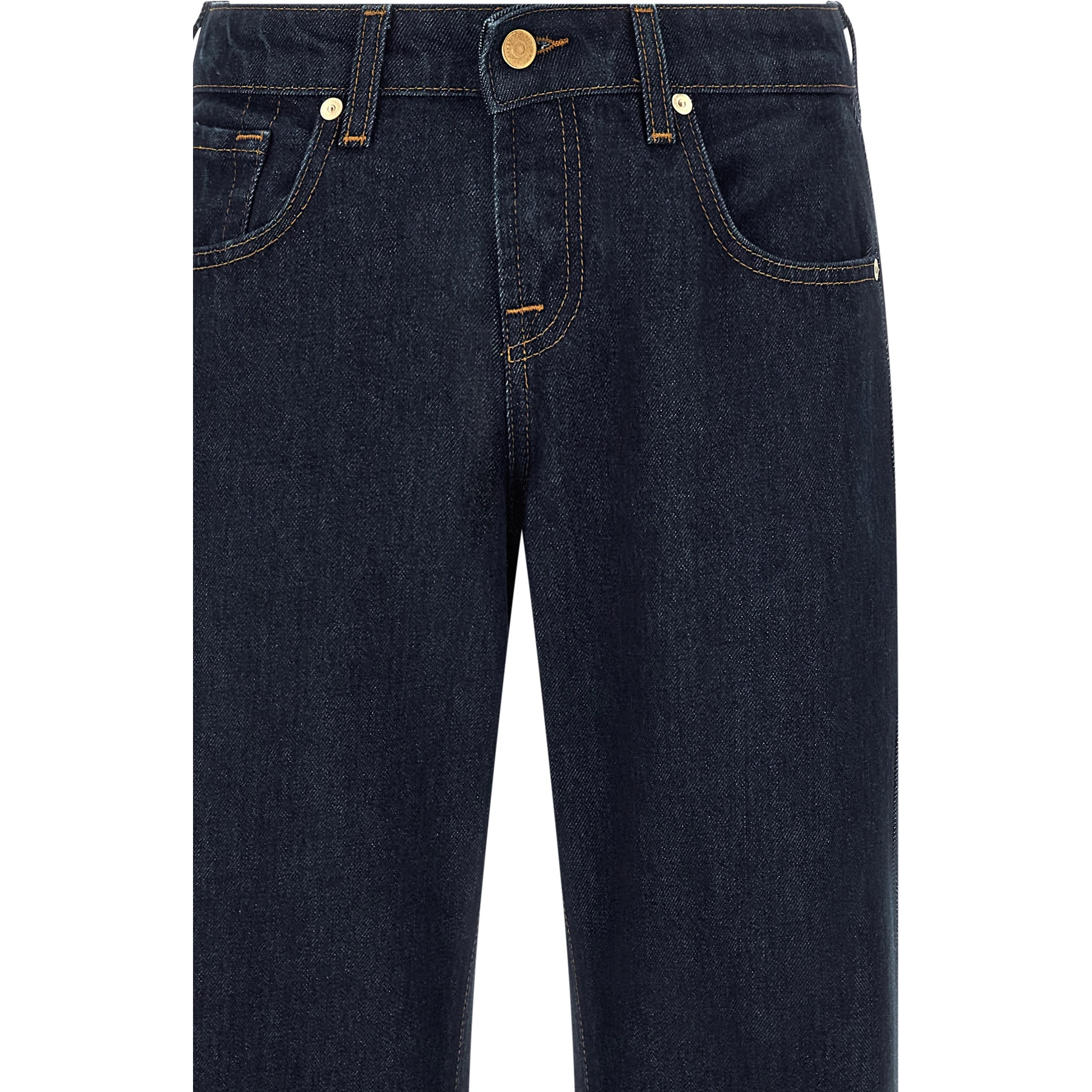 Blue Cotton Straight-Leg Jeans