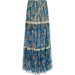 Blue Silk Mini Skirt