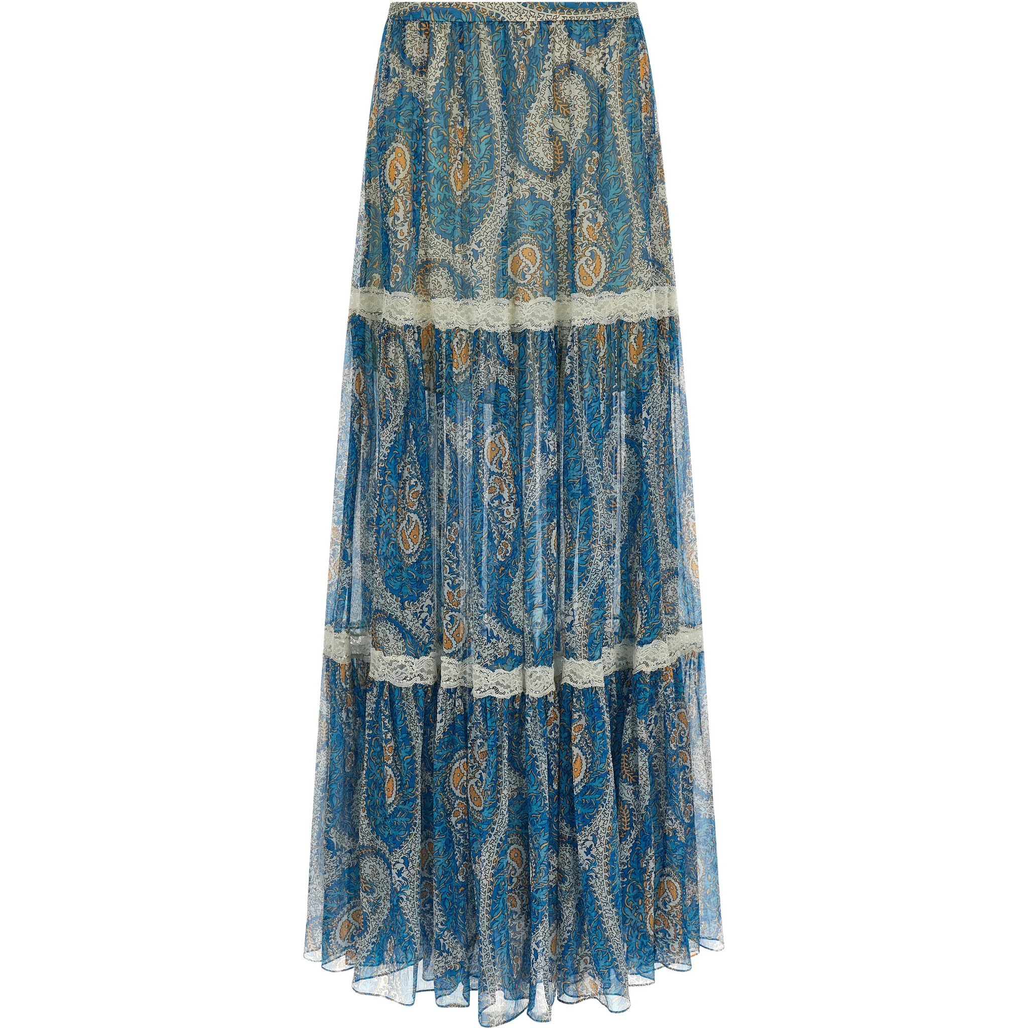 Blue Silk Mini Skirt