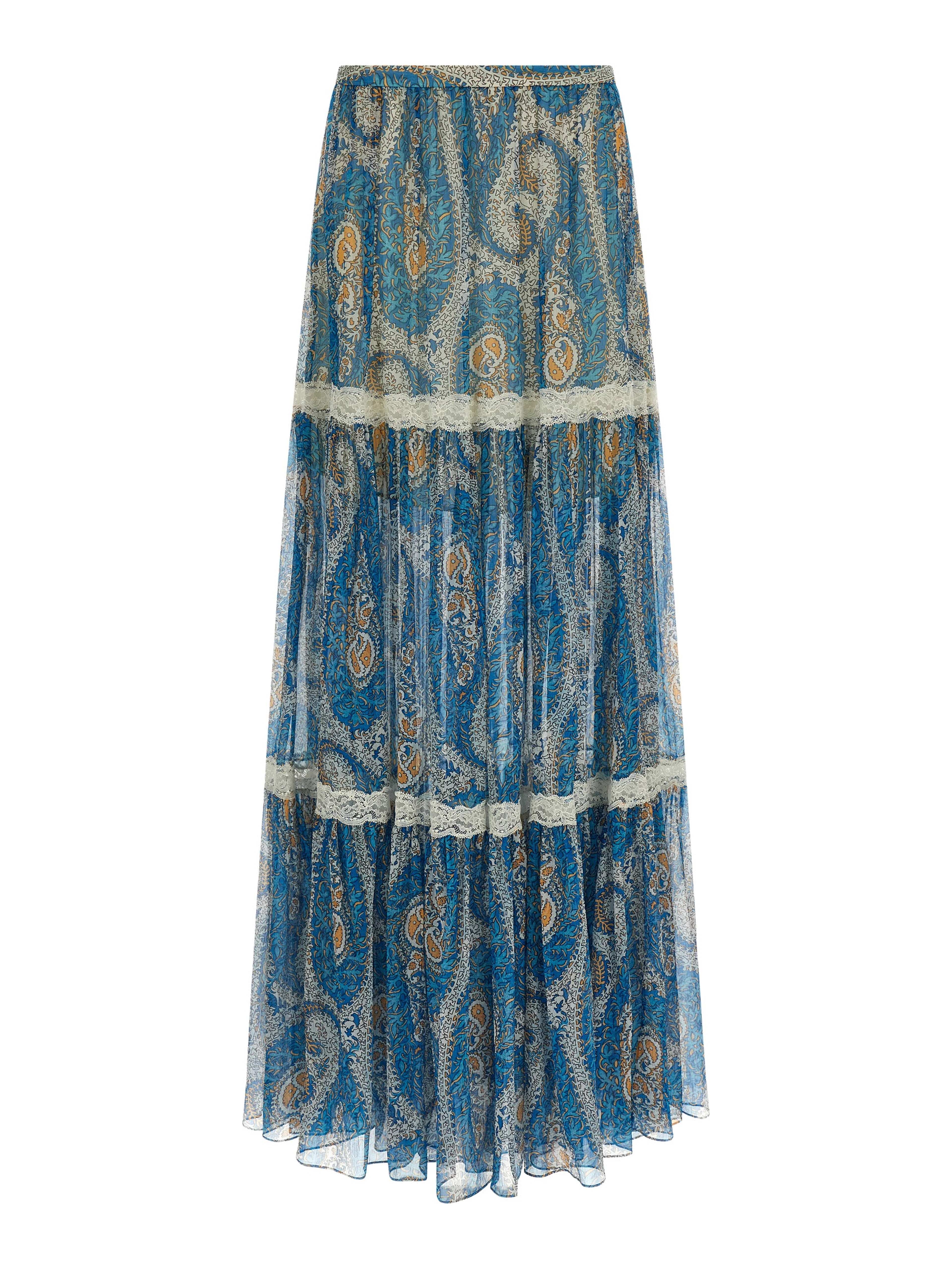 Blue Silk Mini Skirt