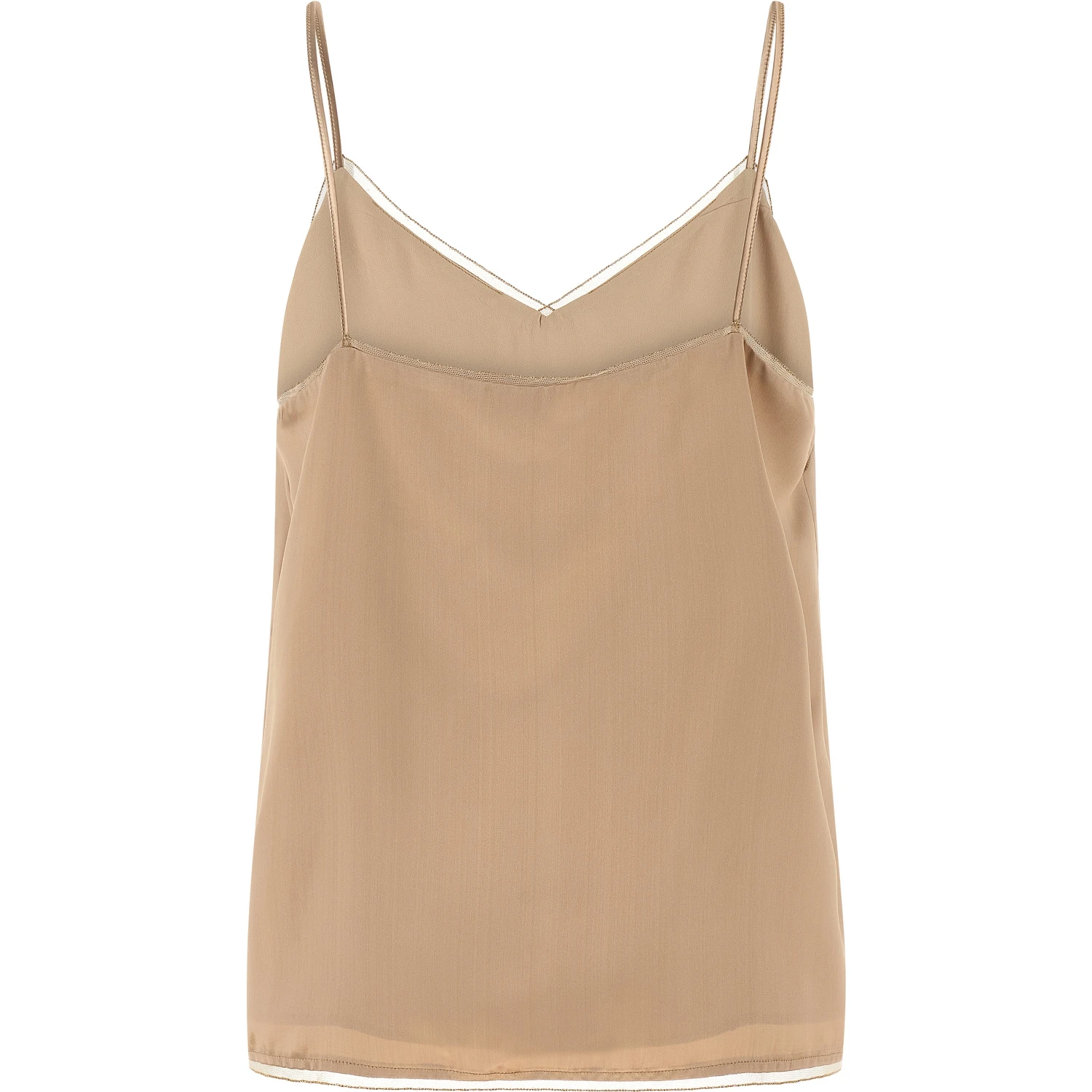Beige Viscose Tank Tops