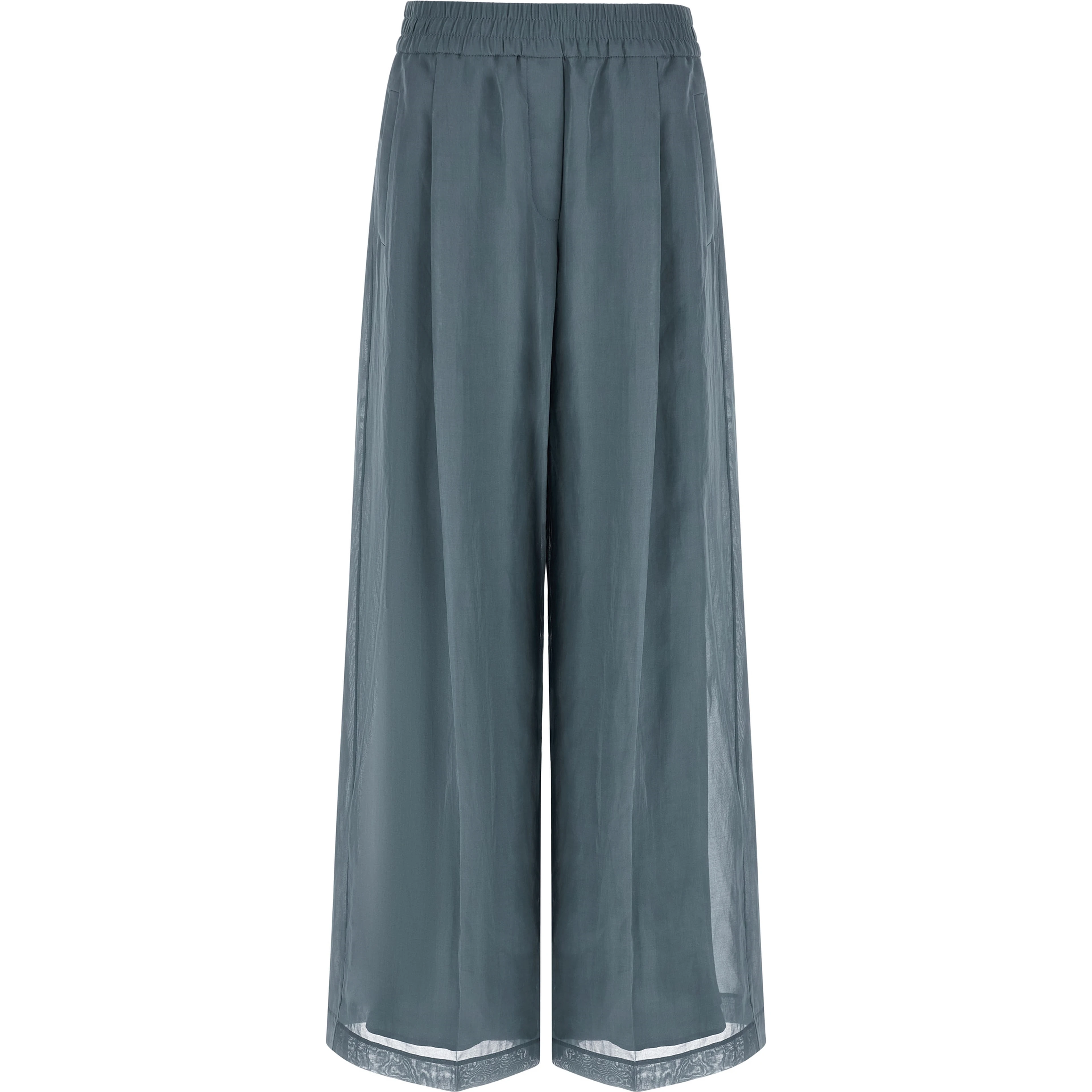 Blue Cotton Casual Pants