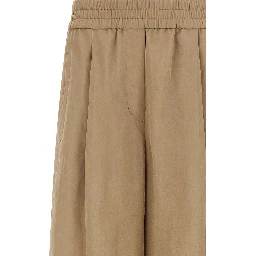 Beige Cotton Casual Pants