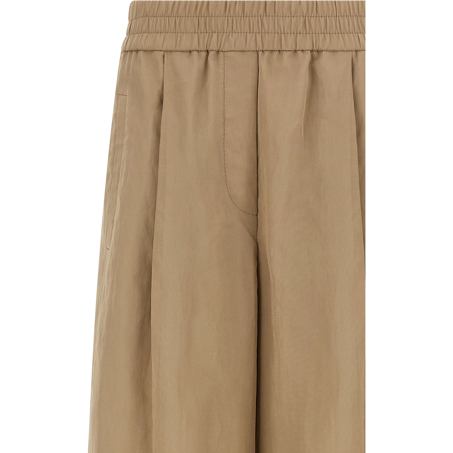 Beige Cotton Casual Pants