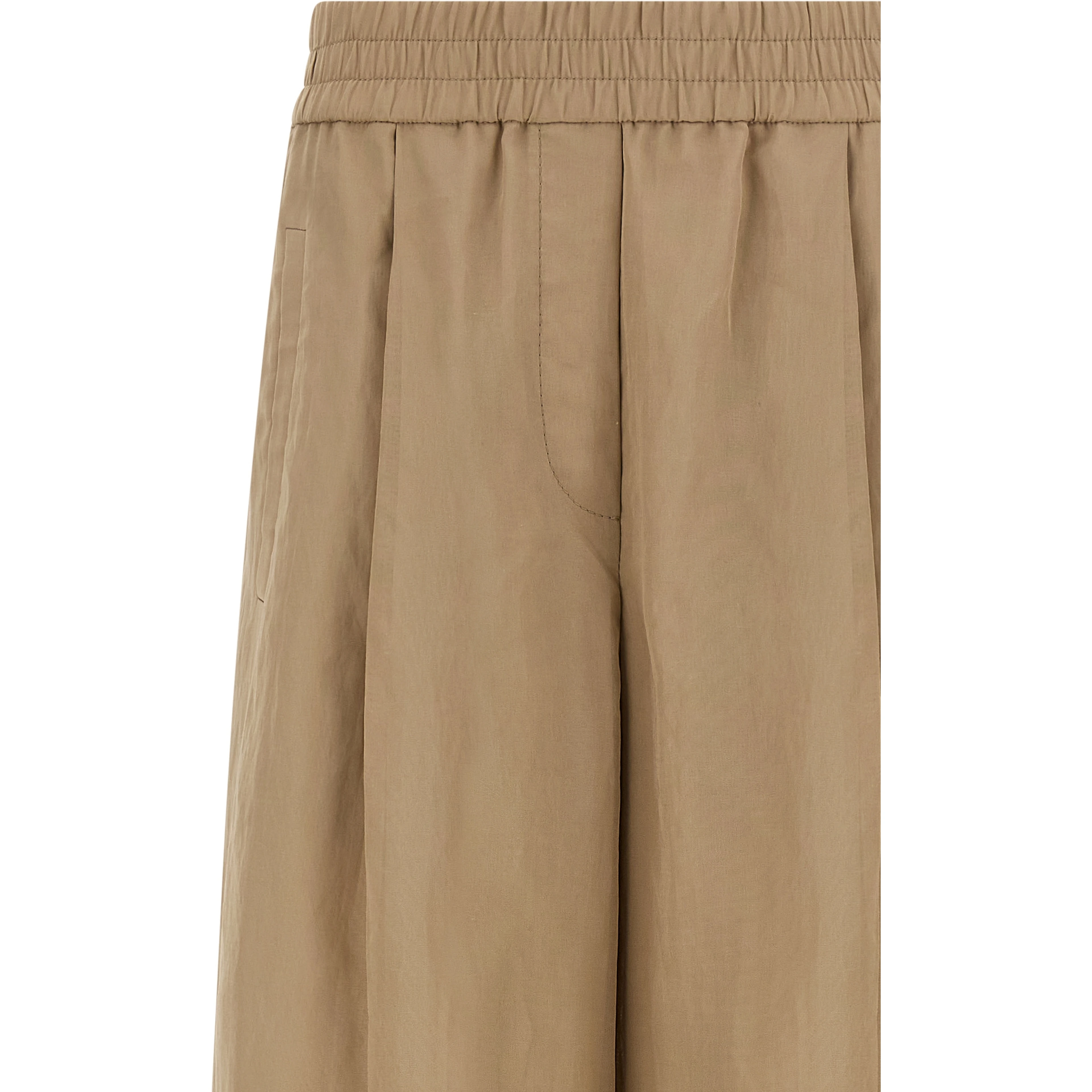 Beige Cotton Casual Pants