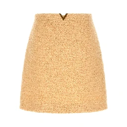 Beige Virgin Wool Long Skirt