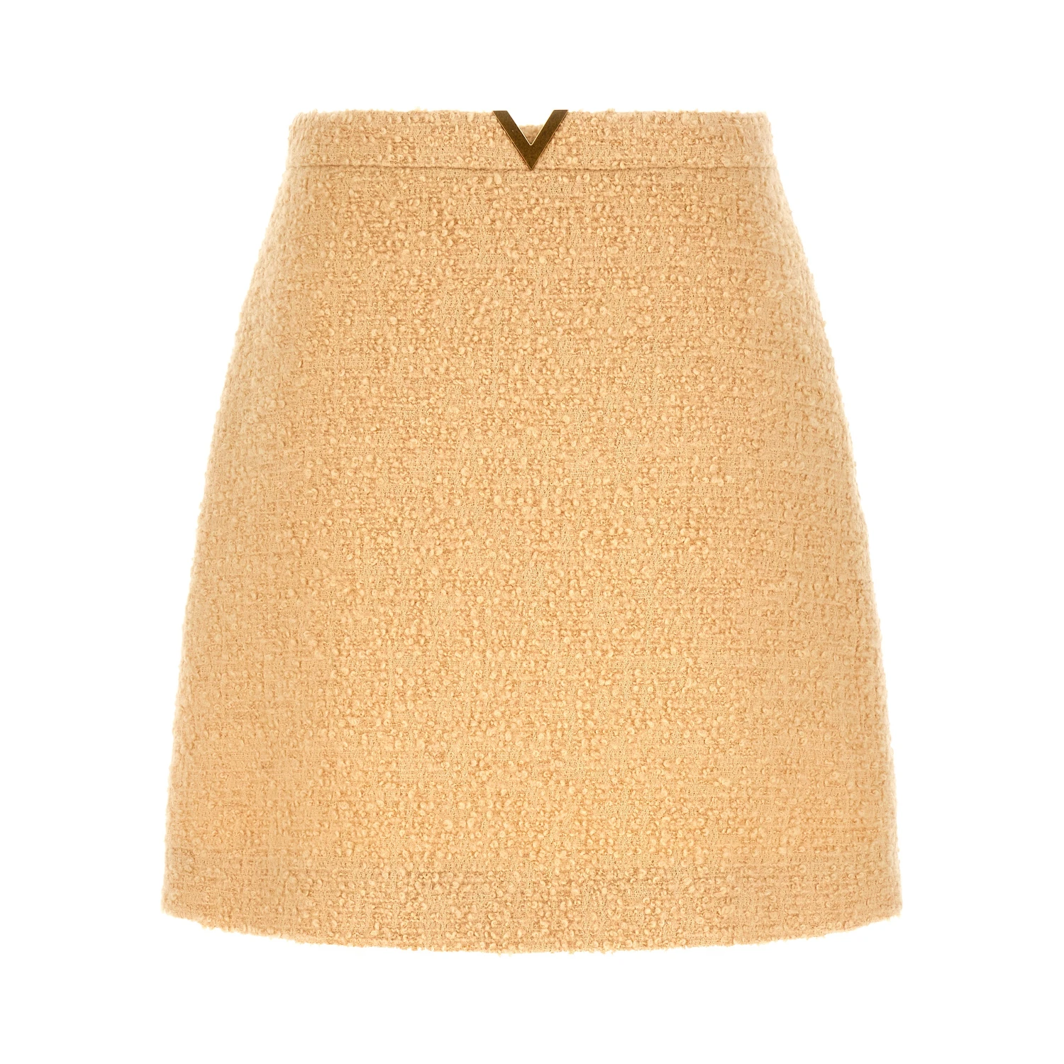 Beige Virgin Wool Long Skirt