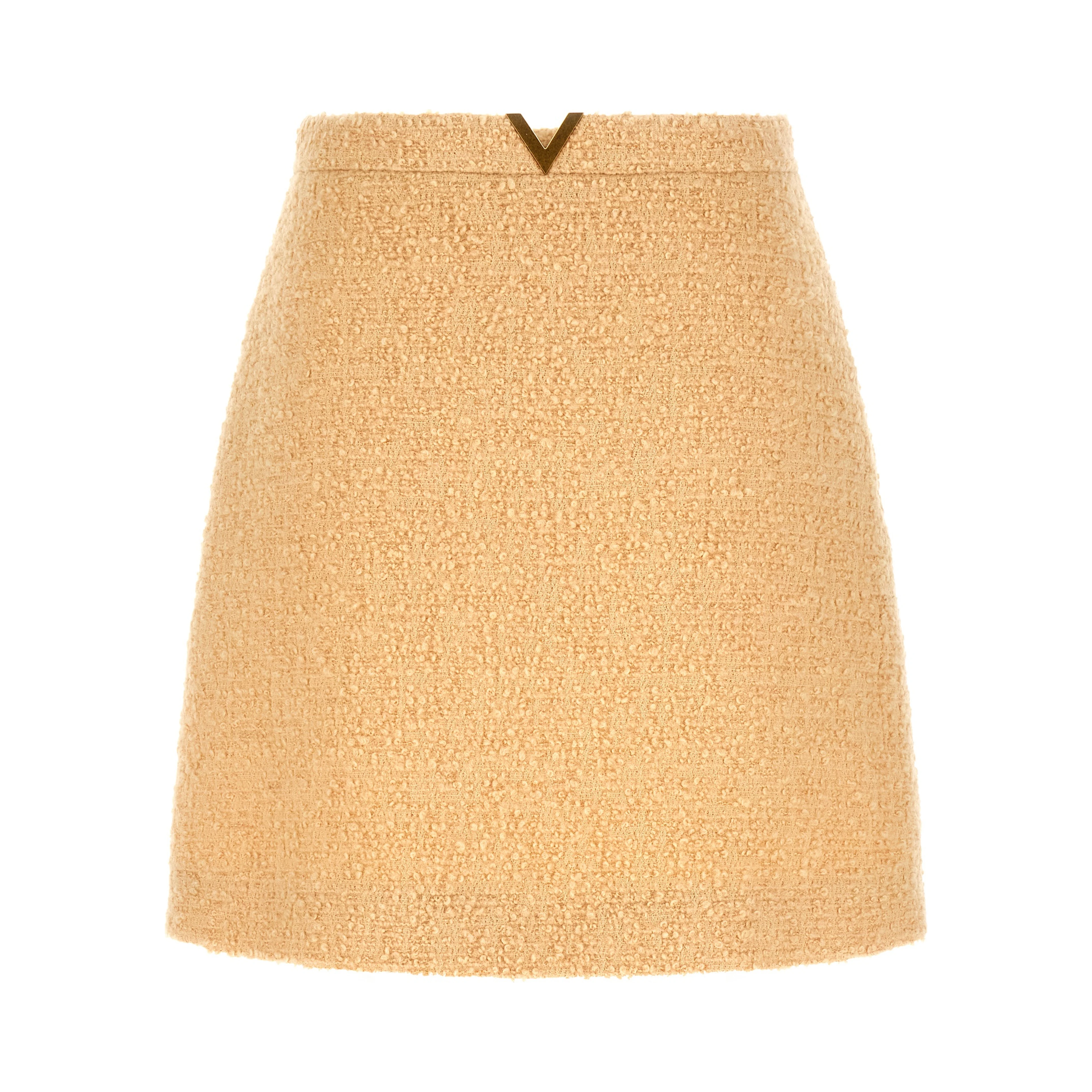 Beige Virgin Wool Long Skirt