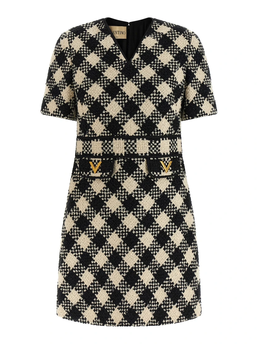 Bicolor Cotton Short Dress
