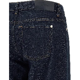 Blue Cotton Straight-Leg Jeans