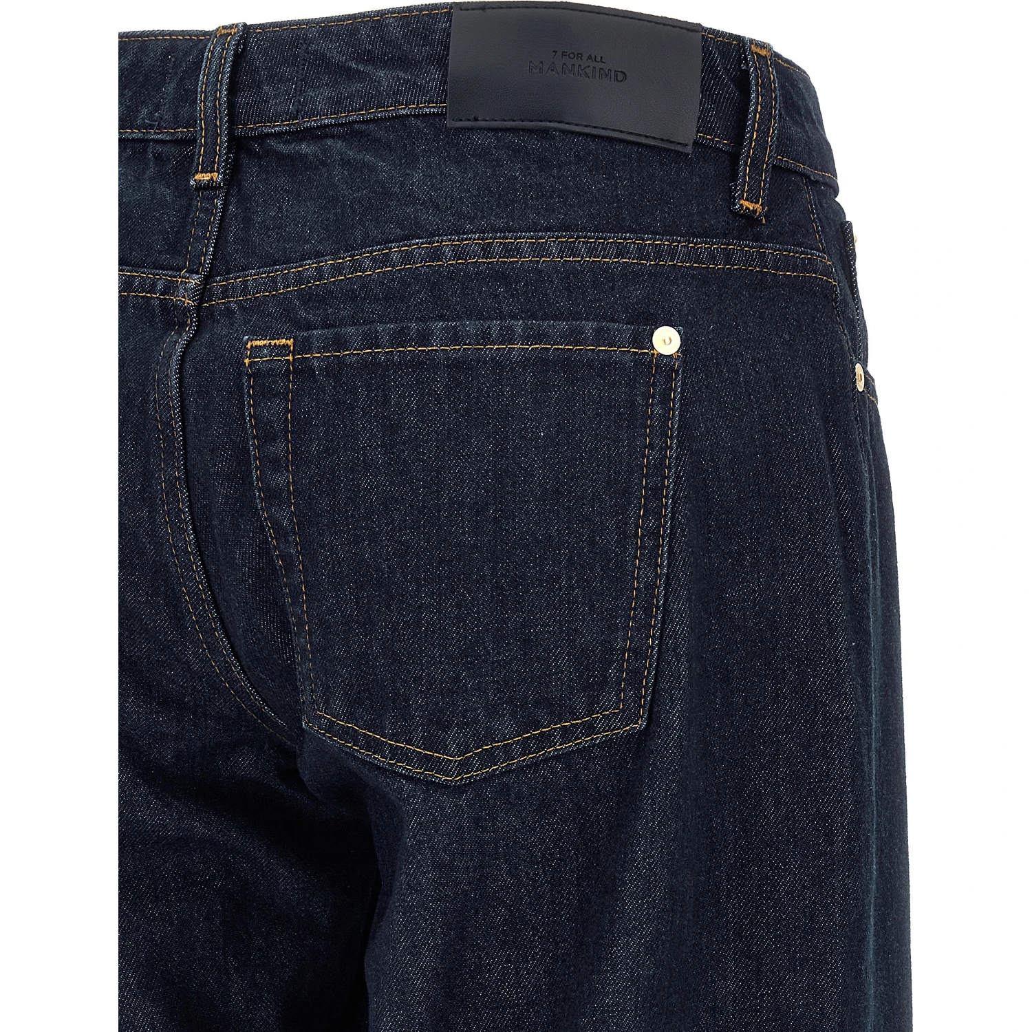 Blue Cotton Straight-Leg Jeans
