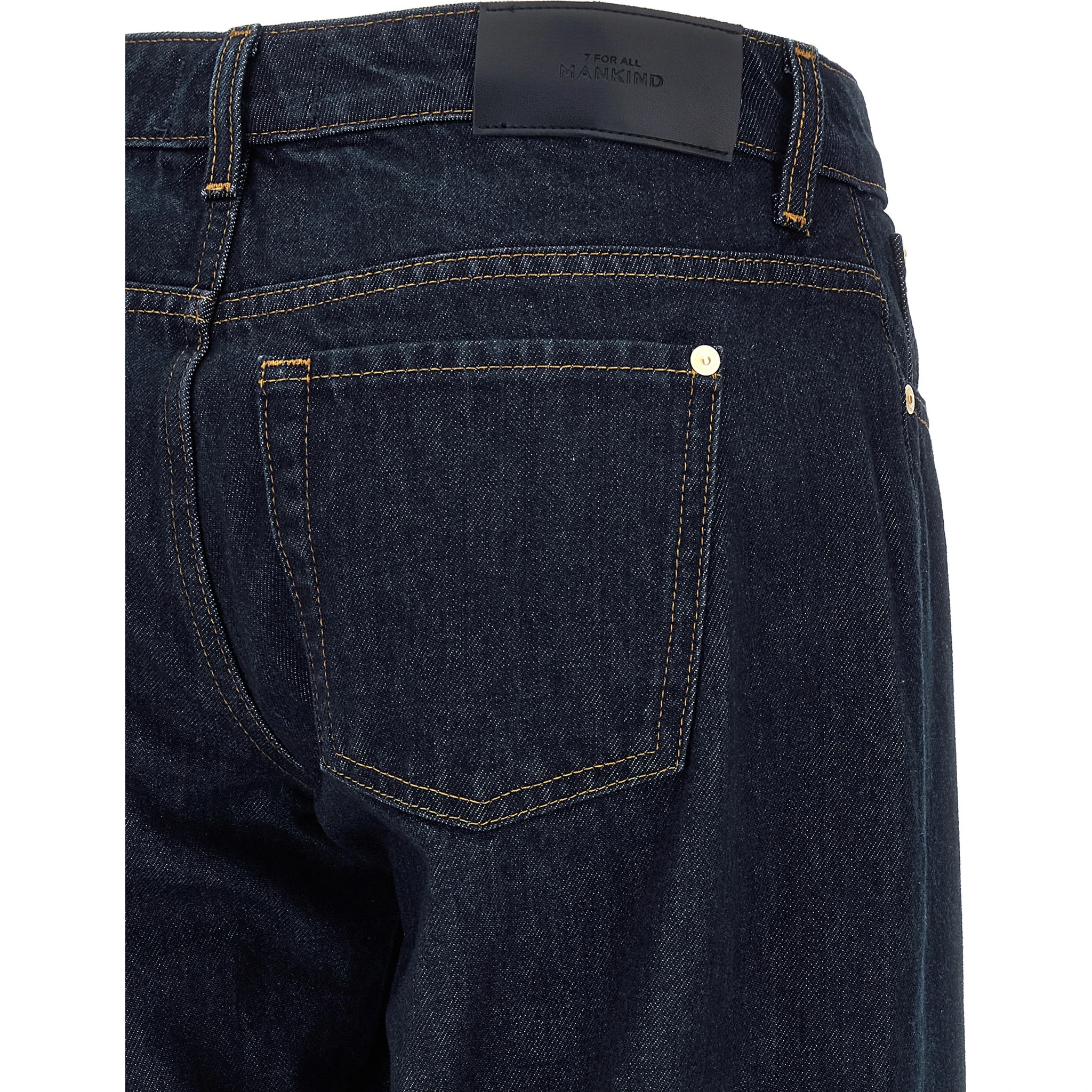 Blue Cotton Straight-Leg Jeans