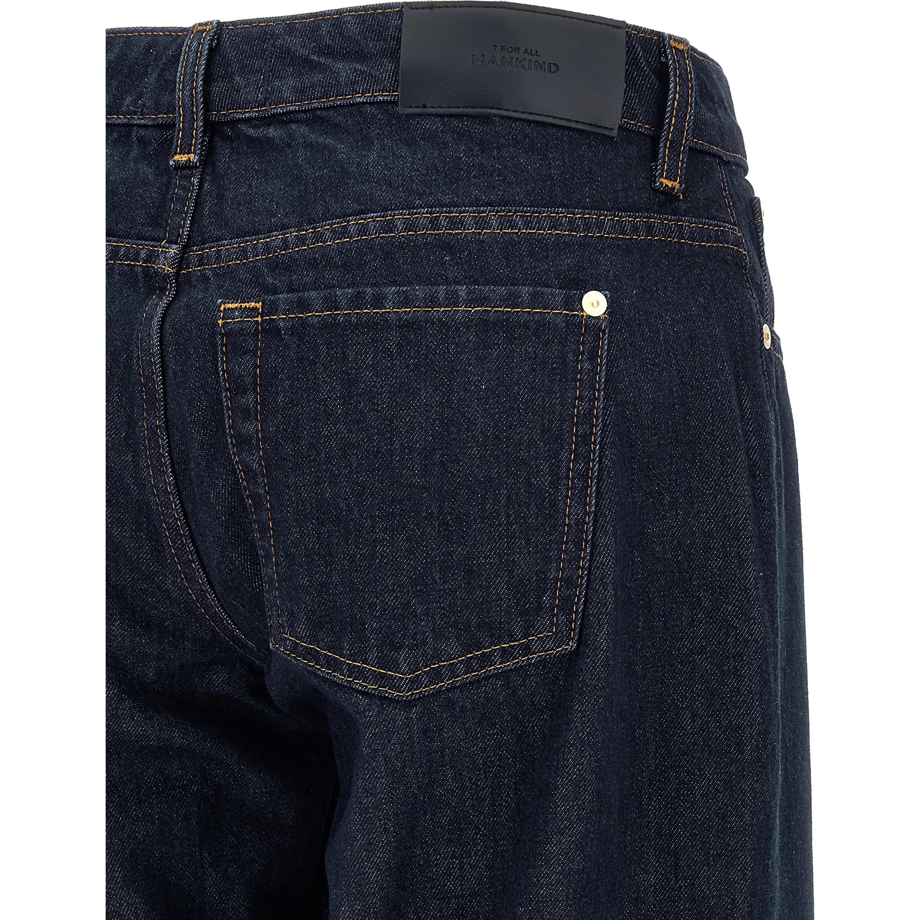 Blue Cotton Straight-Leg Jeans