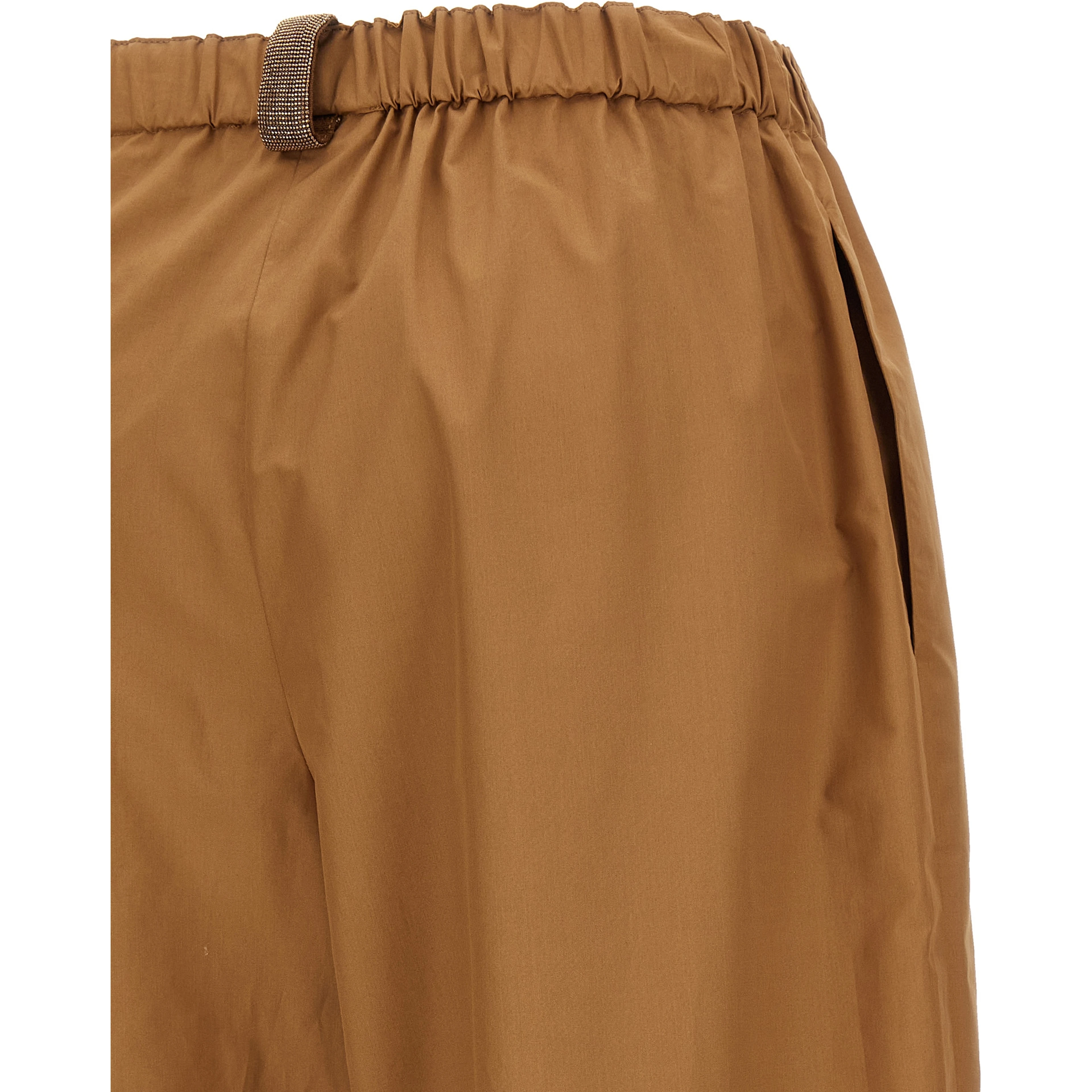 Brown Cotton Casual Pants