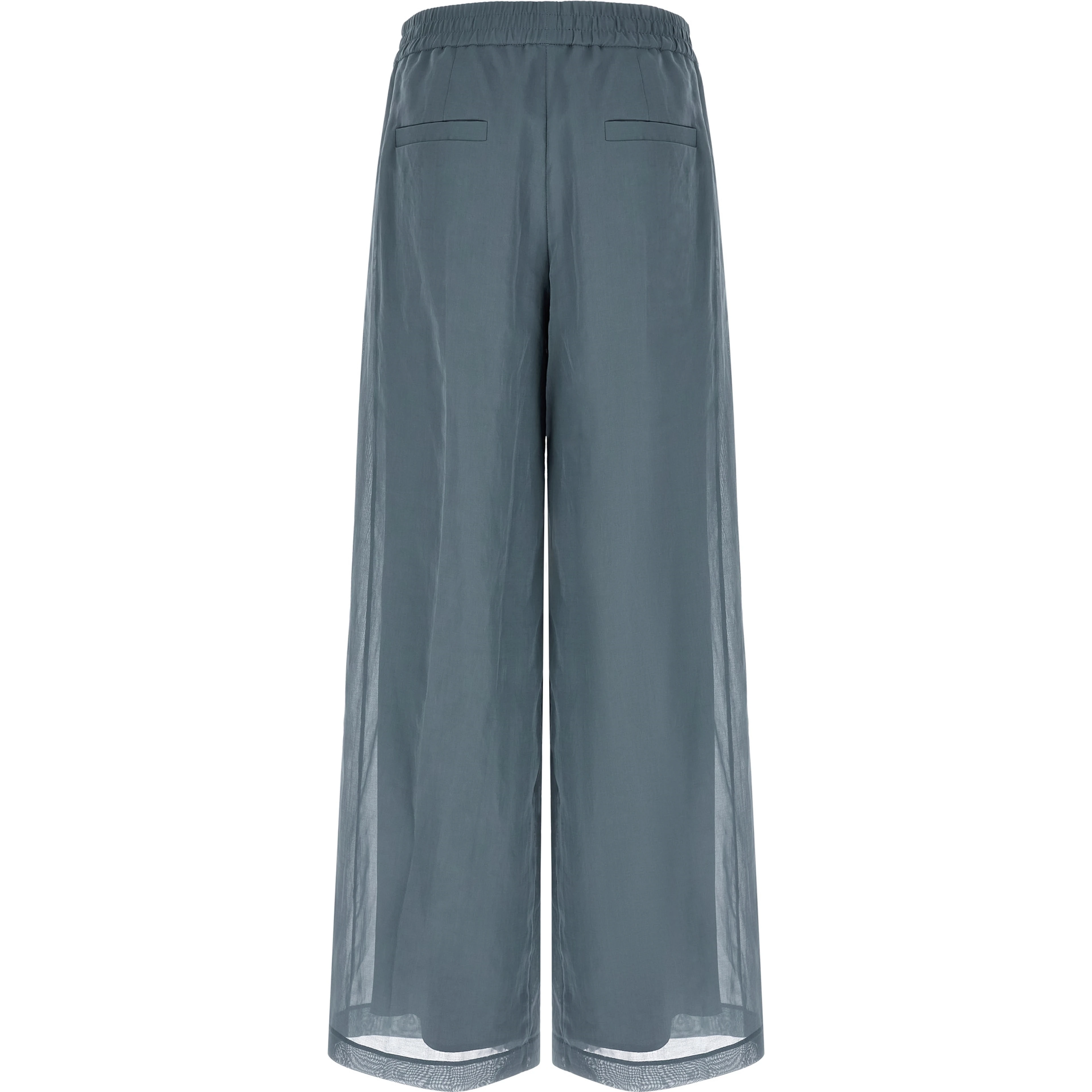 Blue Cotton Casual Pants