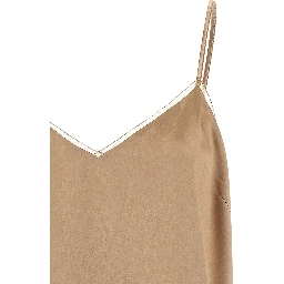 Beige Viscose Tank Tops