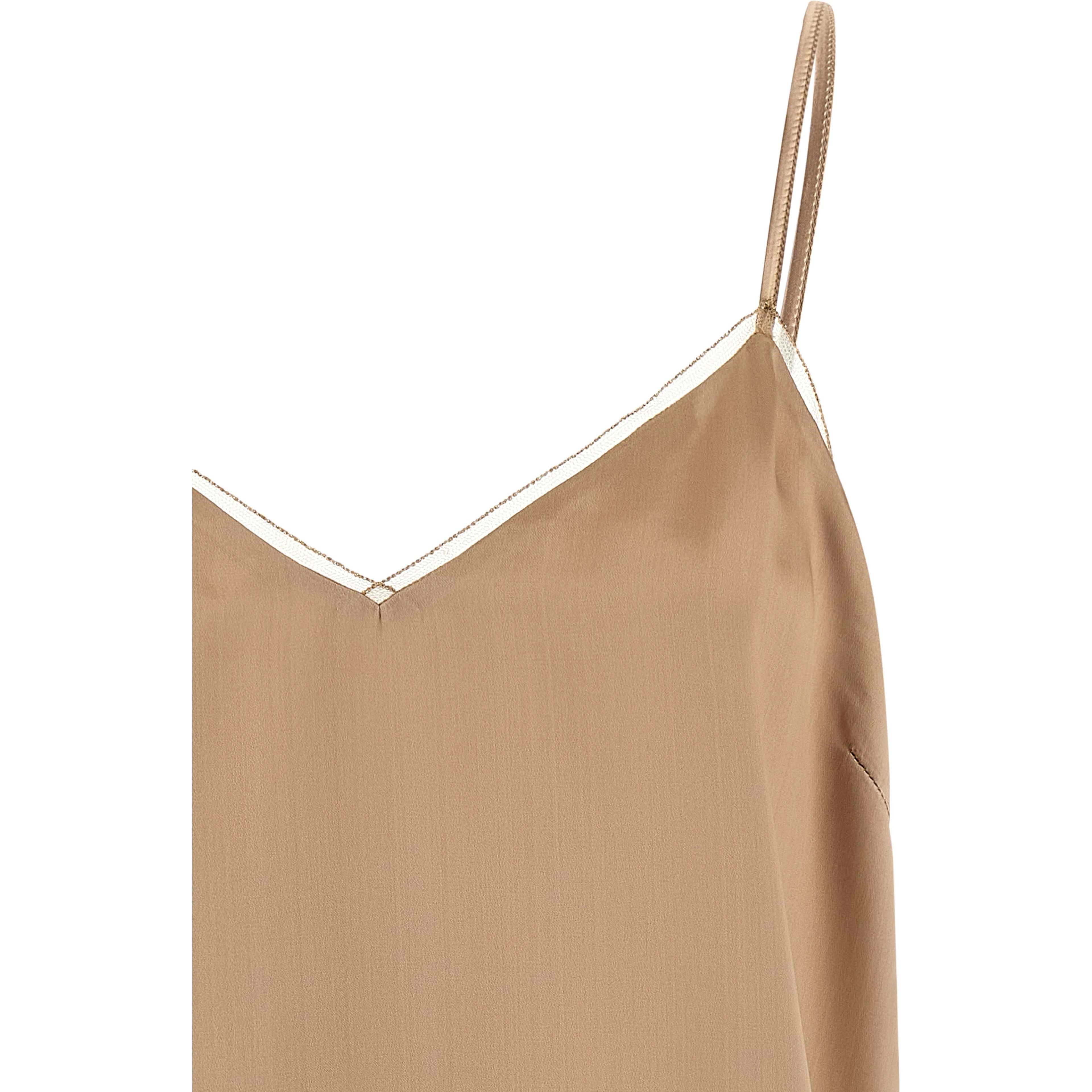 Beige Viscose Tank Tops