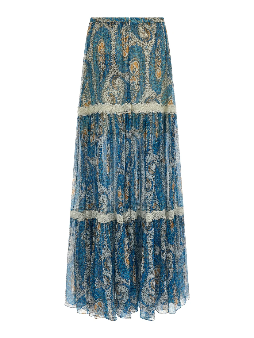 Blue Silk Mini Skirt