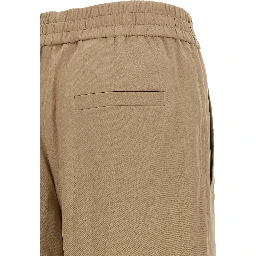 Beige Cotton Casual Pants