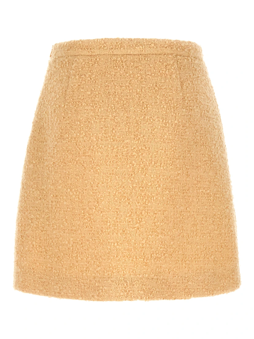 Beige Virgin Wool Long Skirt