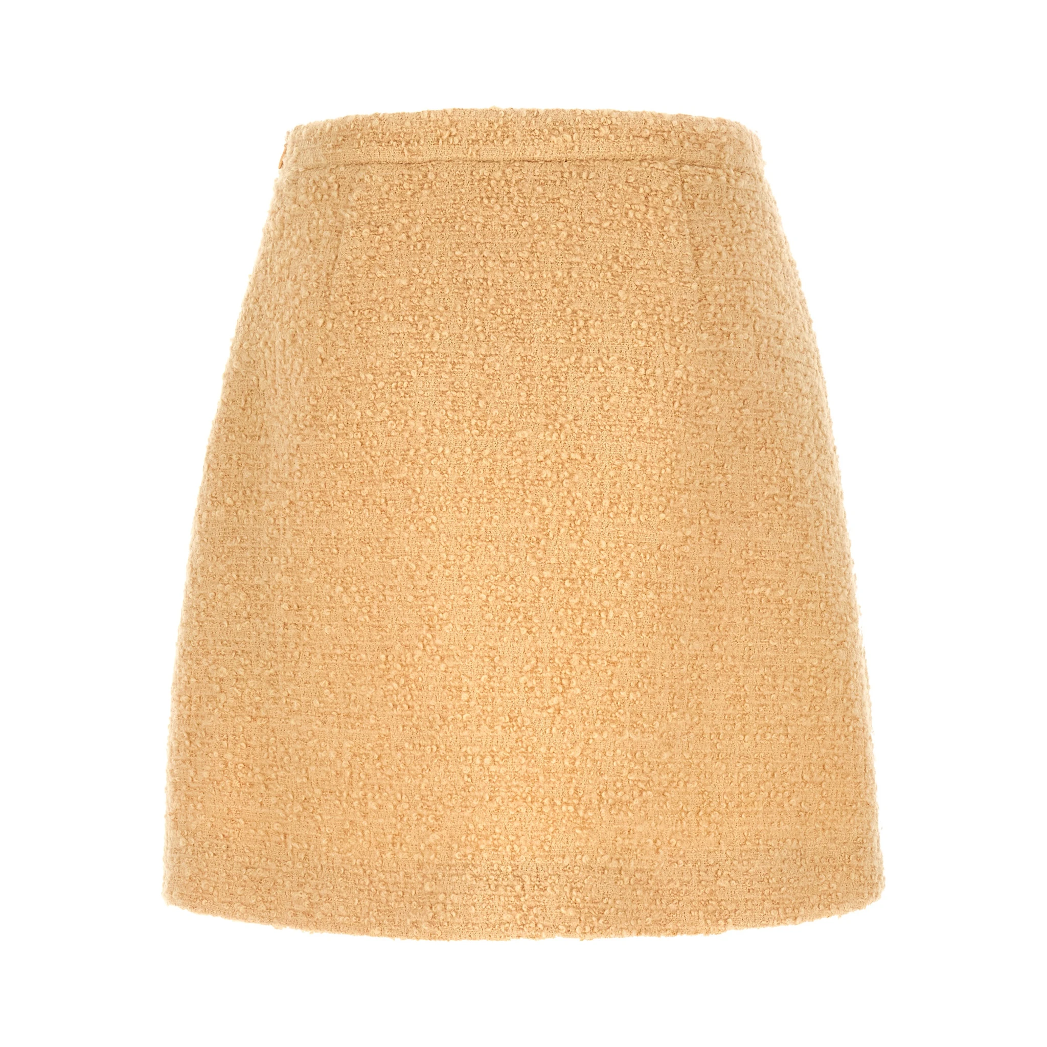 Beige Virgin Wool Long Skirt