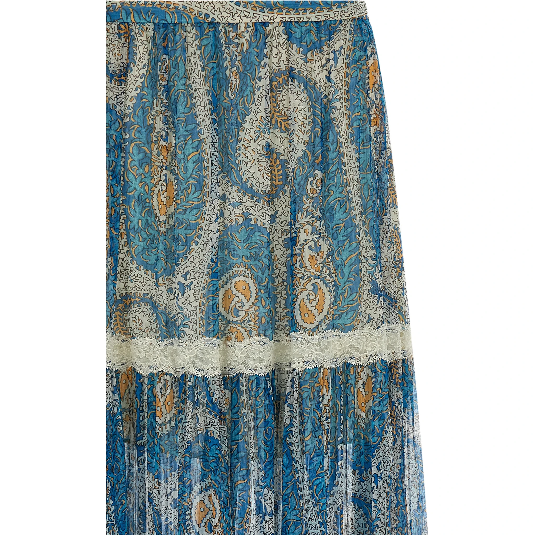 Blue Silk Mini Skirt