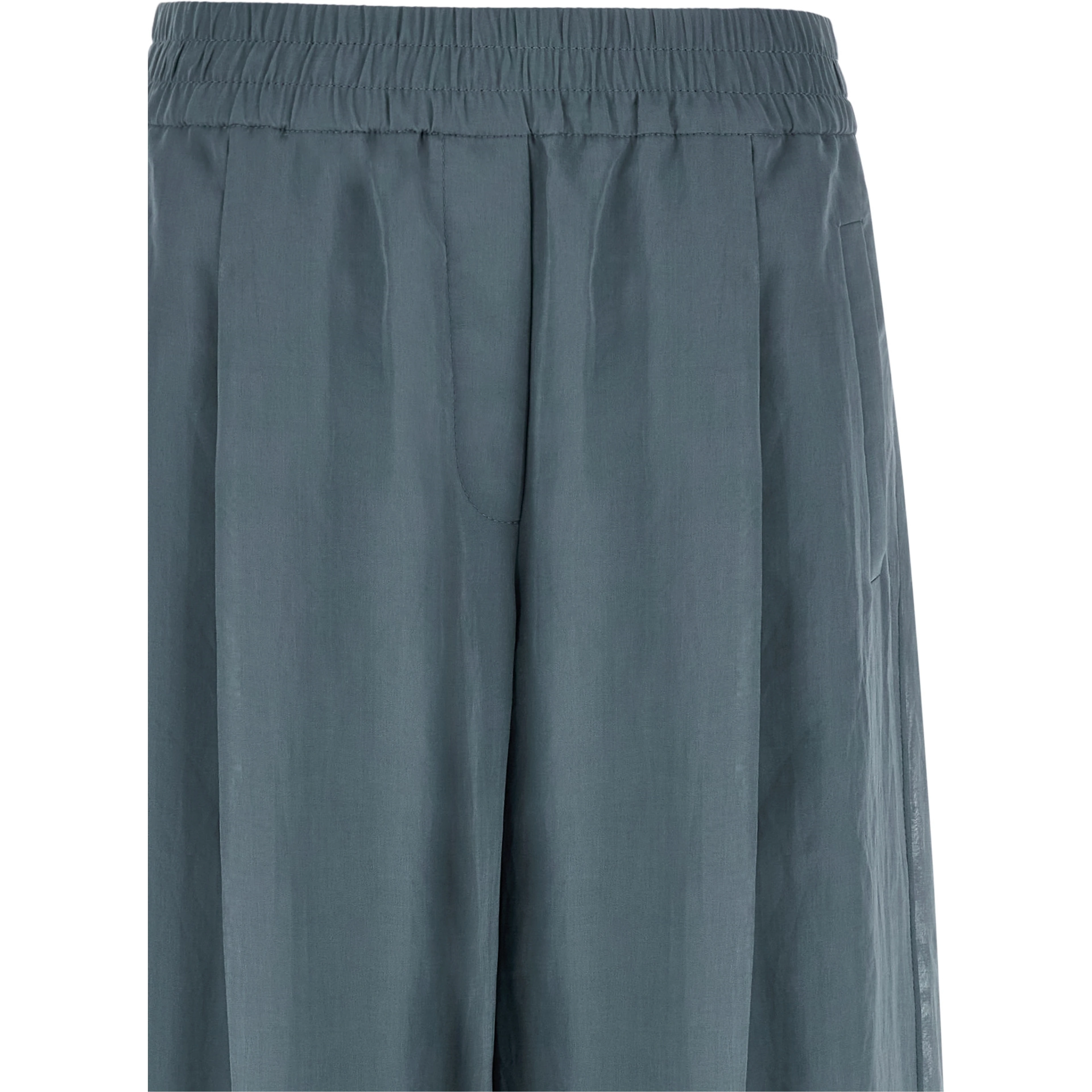 Blue Cotton Casual Pants