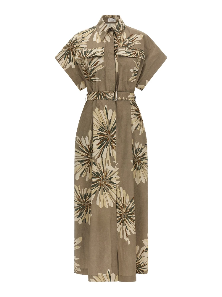 Bicolor Cotton Long Dress