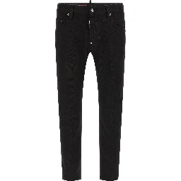 Black Cotton Straight-Leg Jeans