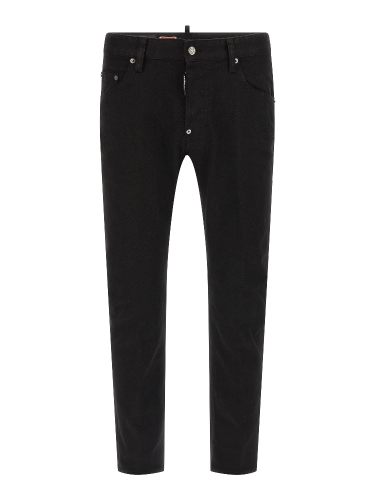 Black Cotton Straight-Leg Jeans