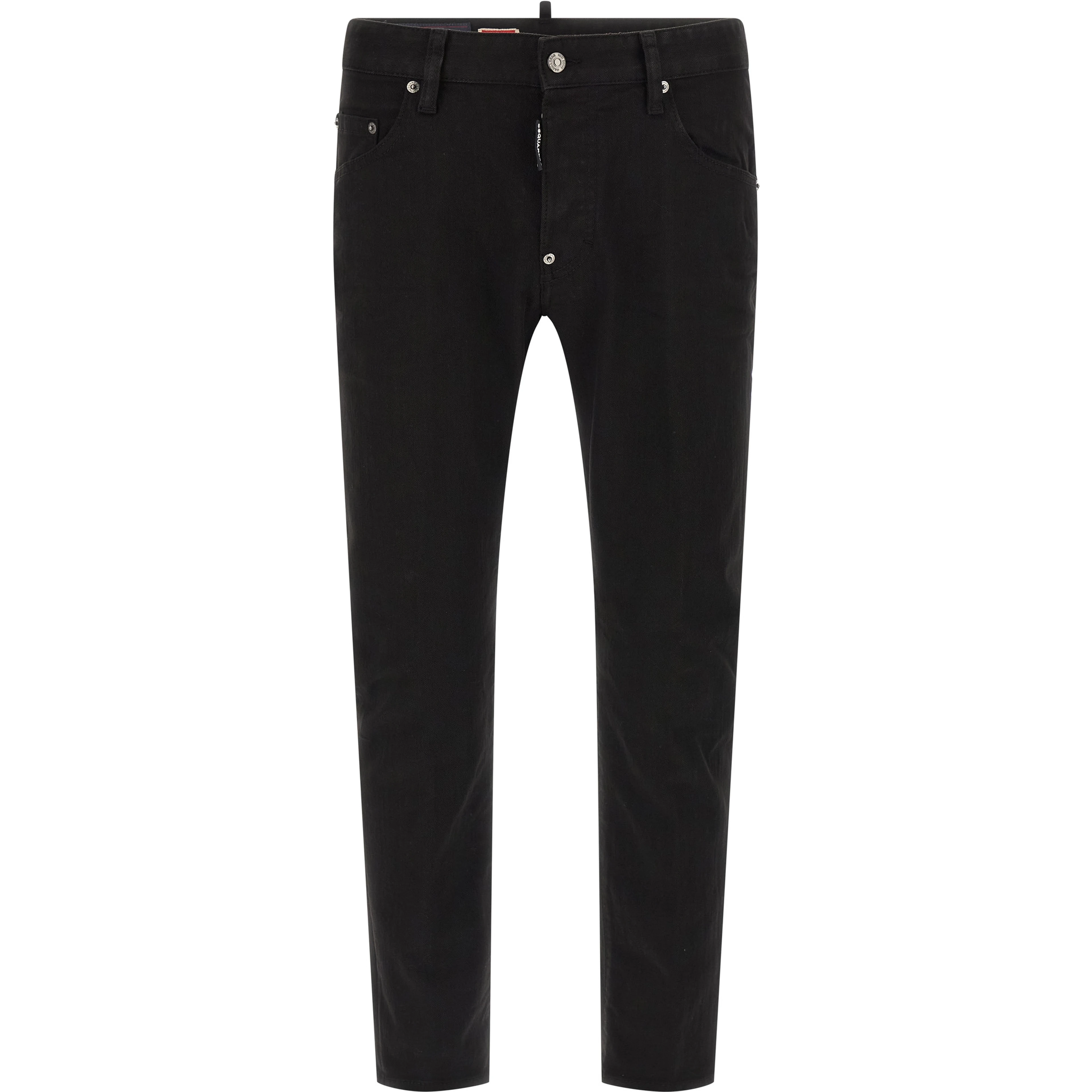 Black Cotton Straight-Leg Jeans
