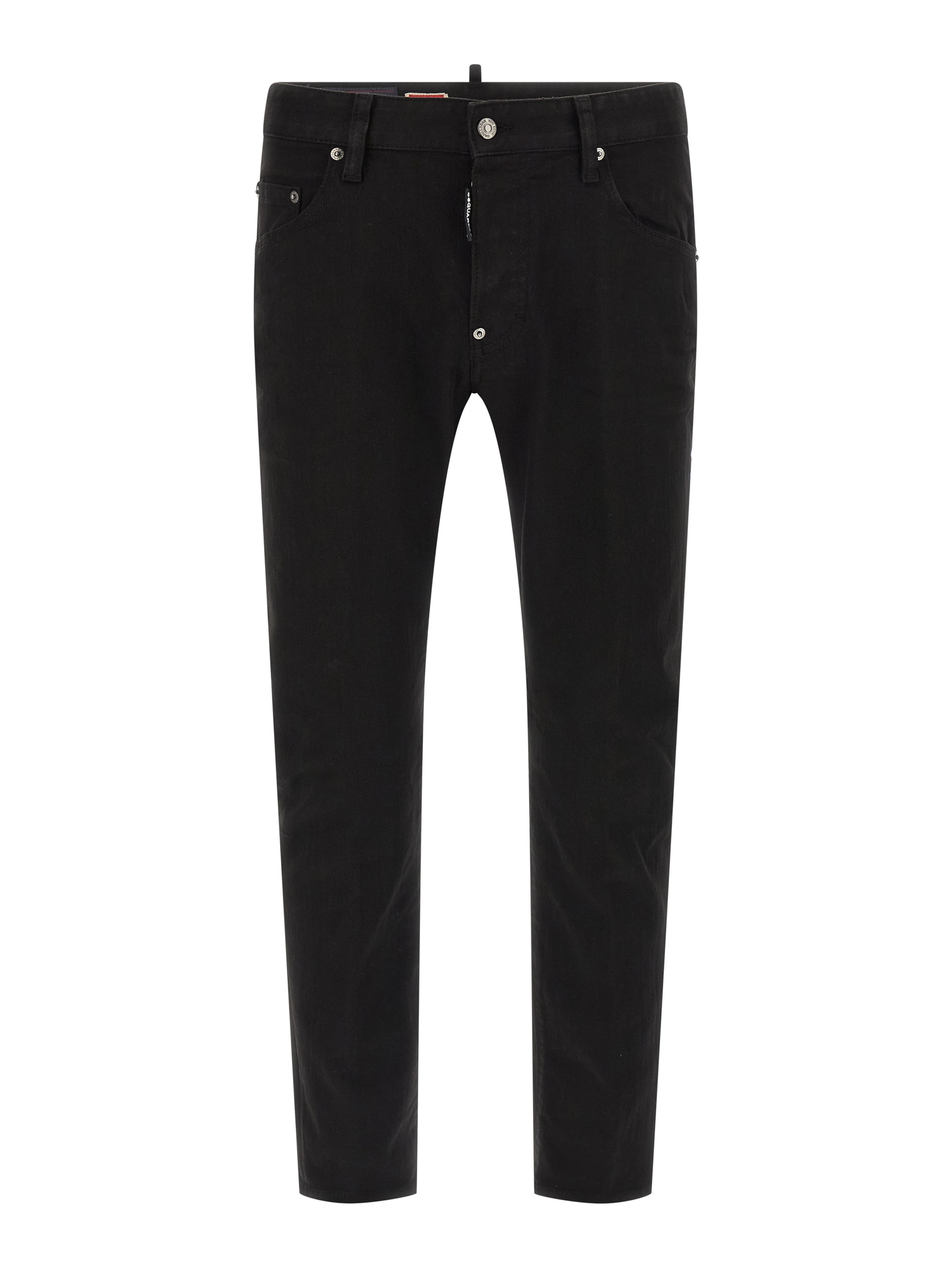 Black Cotton Straight-Leg Jeans