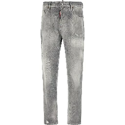 Gray Cotton Straight-Leg Jeans