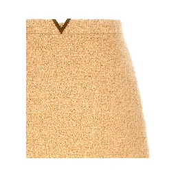 Beige Virgin Wool Long Skirt