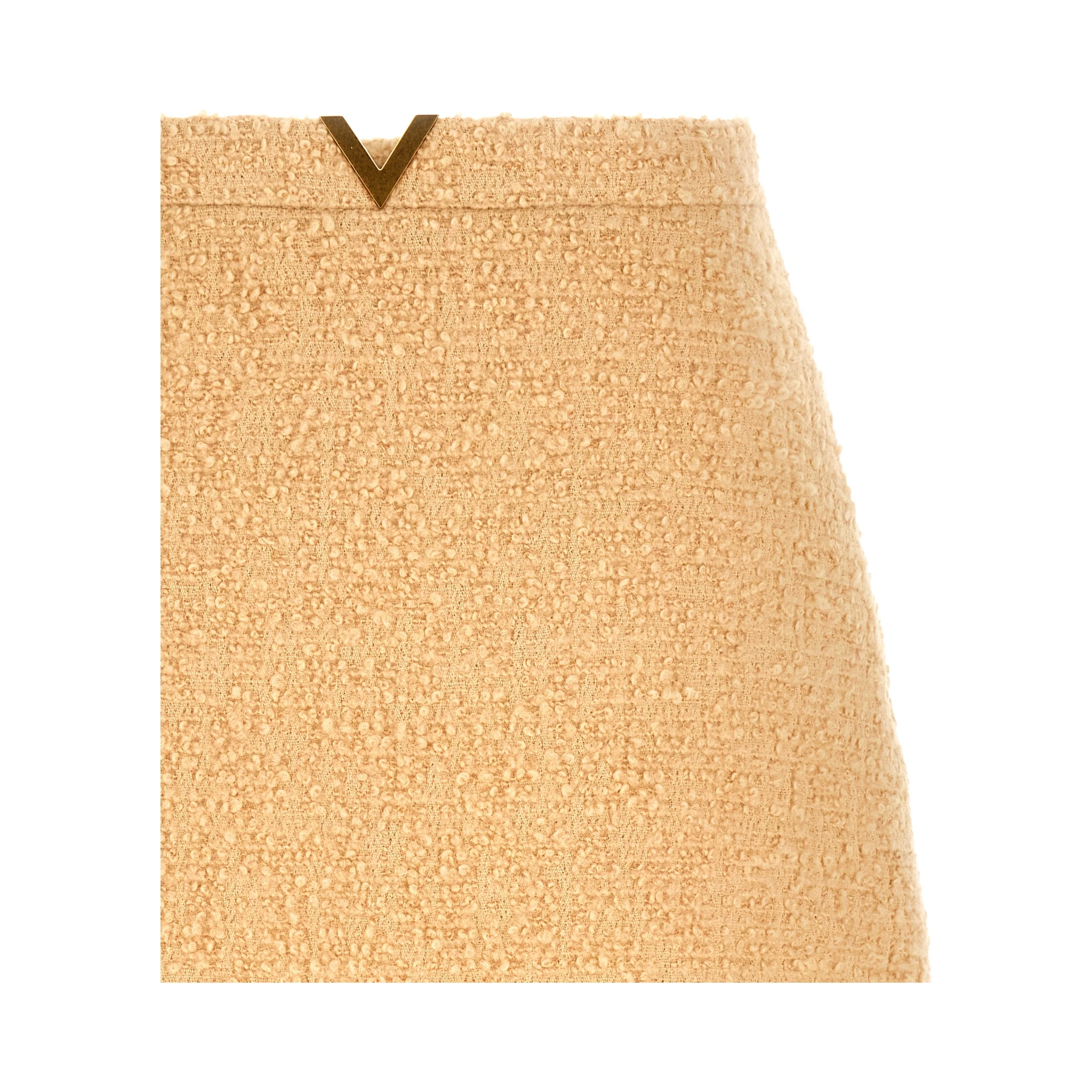Beige Virgin Wool Long Skirt