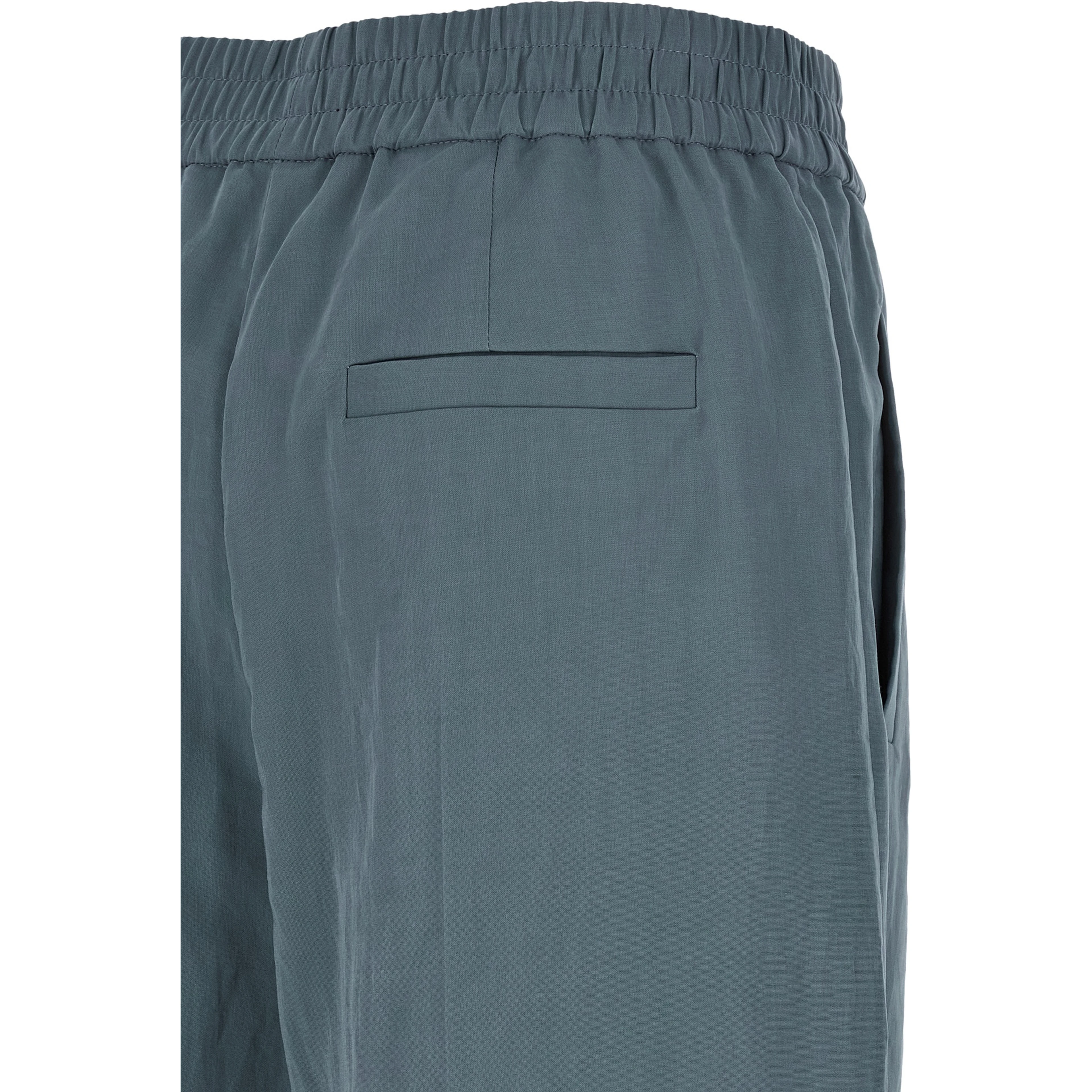 Blue Cotton Casual Pants